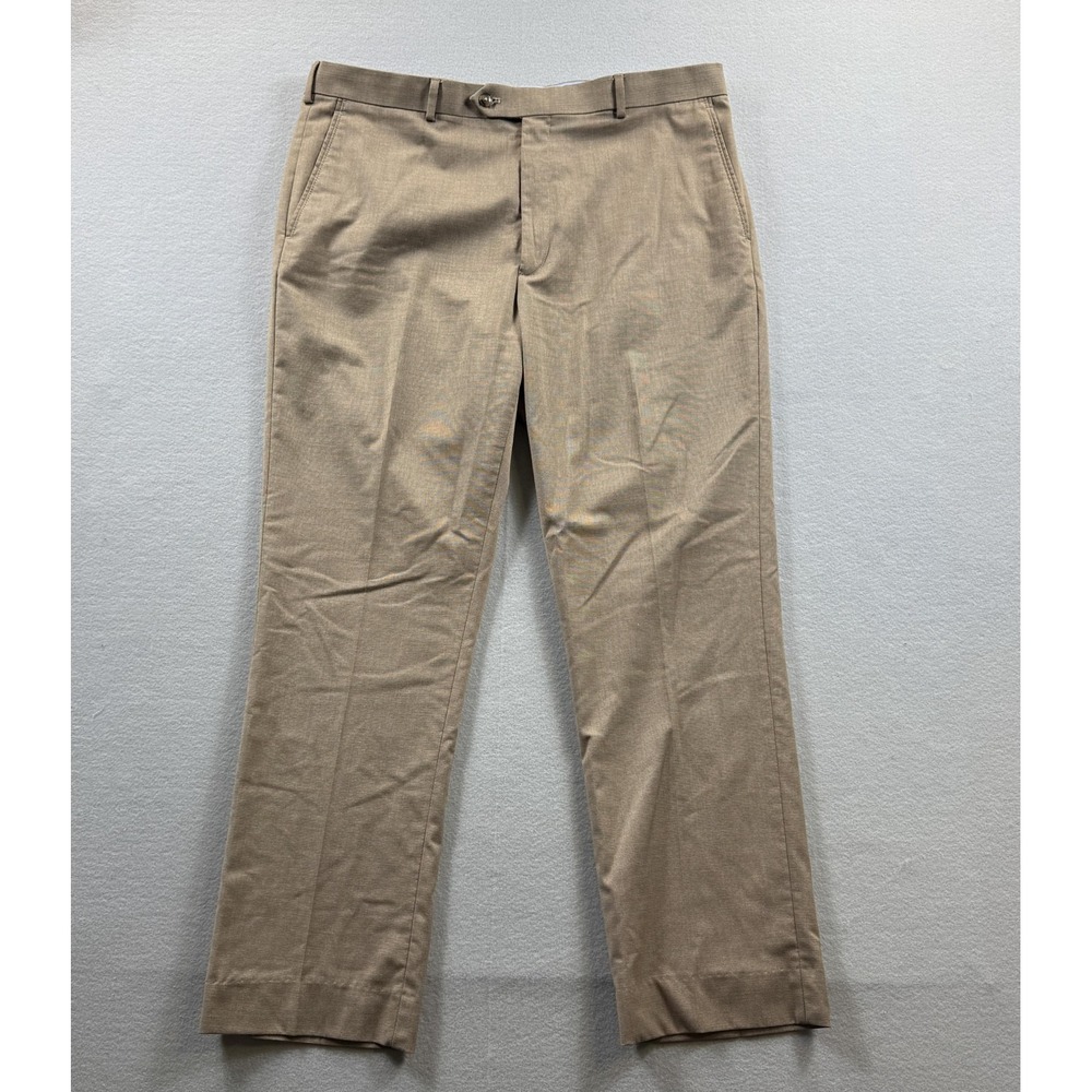 Roundtree & Yorke TravelSMART Pants‎ Mens 38x29 Beige Flat Front Dress Slacks